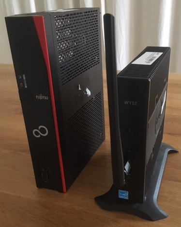 Dell Wyse 5060 and Fujitsu Futro S920 side by side